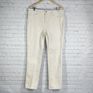 Talbots Pants Women 12 Simply Flattering 5 Pocket Jeans Beige Mid Rise Straight